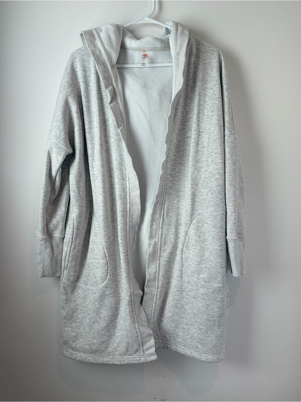 Mono B Light Gray Hooded Open Cardigan